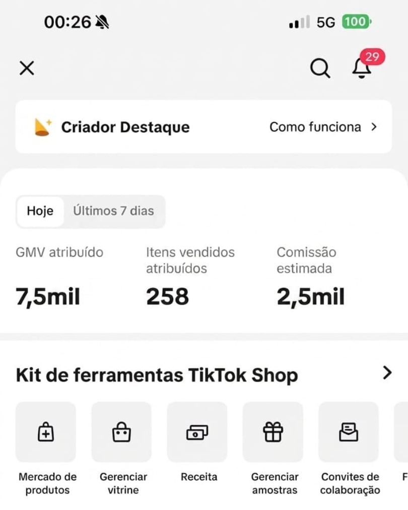 Print de venda real TikTok Shop